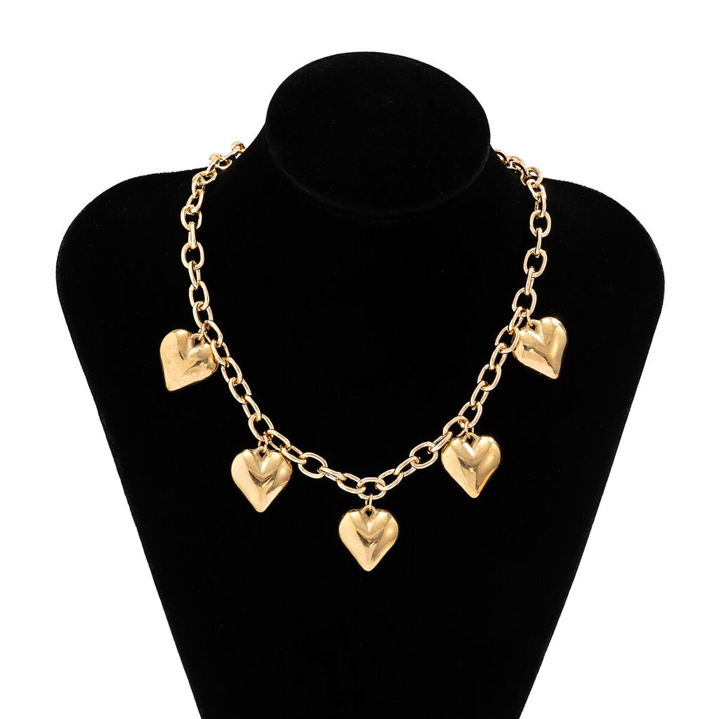 Jewelry Simple Tassel Love Pendant Necklace Female Retro Metal Chain Hip Hop Clavicle Chain Necklace