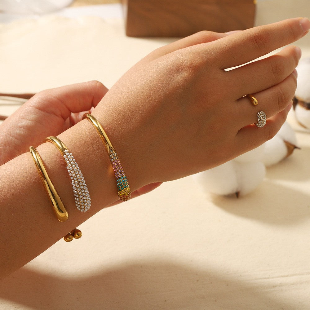 Colorful zirconium full diamond high-end fashion stainless steel casting bracelet bracelet bracelet accessories