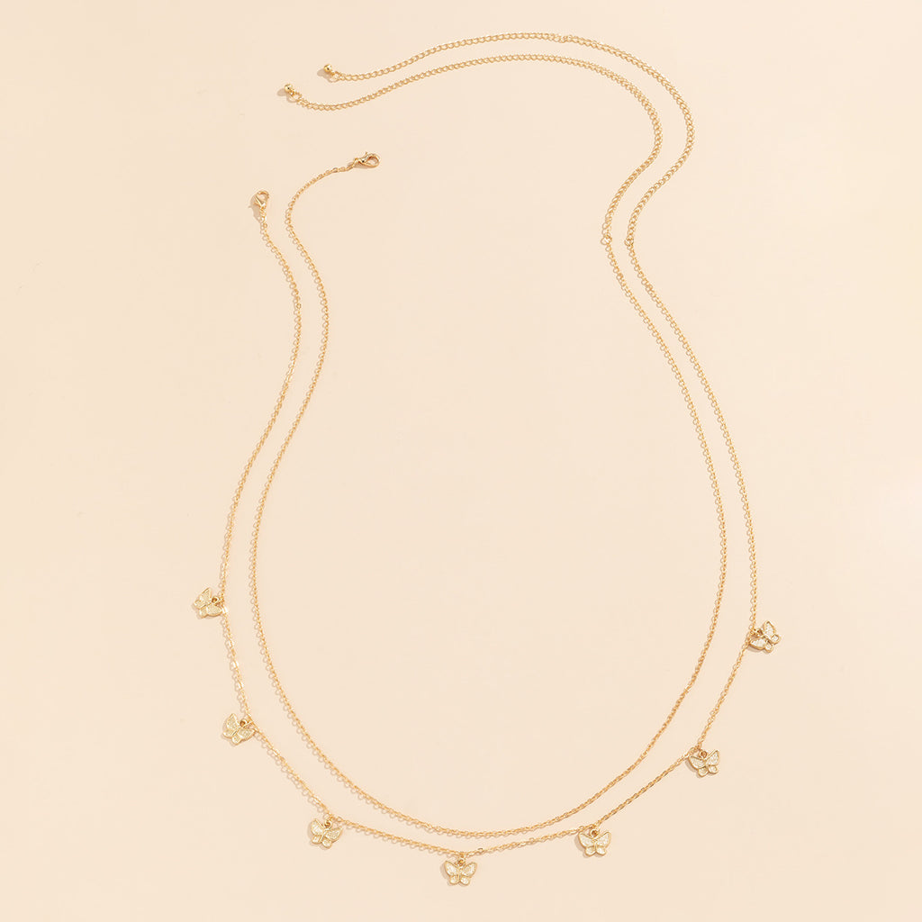 Tassel Butterfly Pendant Double layer Waist Chain for Women's Sexy Street Photography Single circle Metal Body Chain