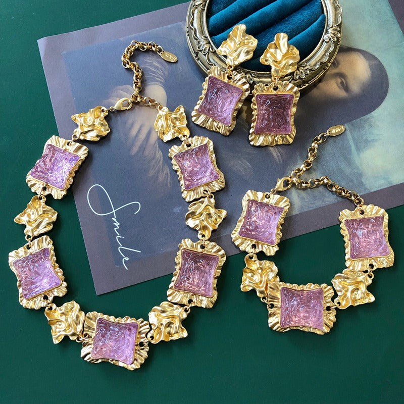 Ancient Lava Effect Bracelet Necklace for Women