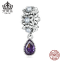 Ai Fule Sterling Silver S925 Classical Water Drop Pendant Bracelet Purple Zircon Noble And Elegant Small Flower Pendant Accessories